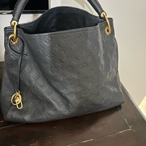LV Artsy Navy Blur Designer Embossed Leather Tote